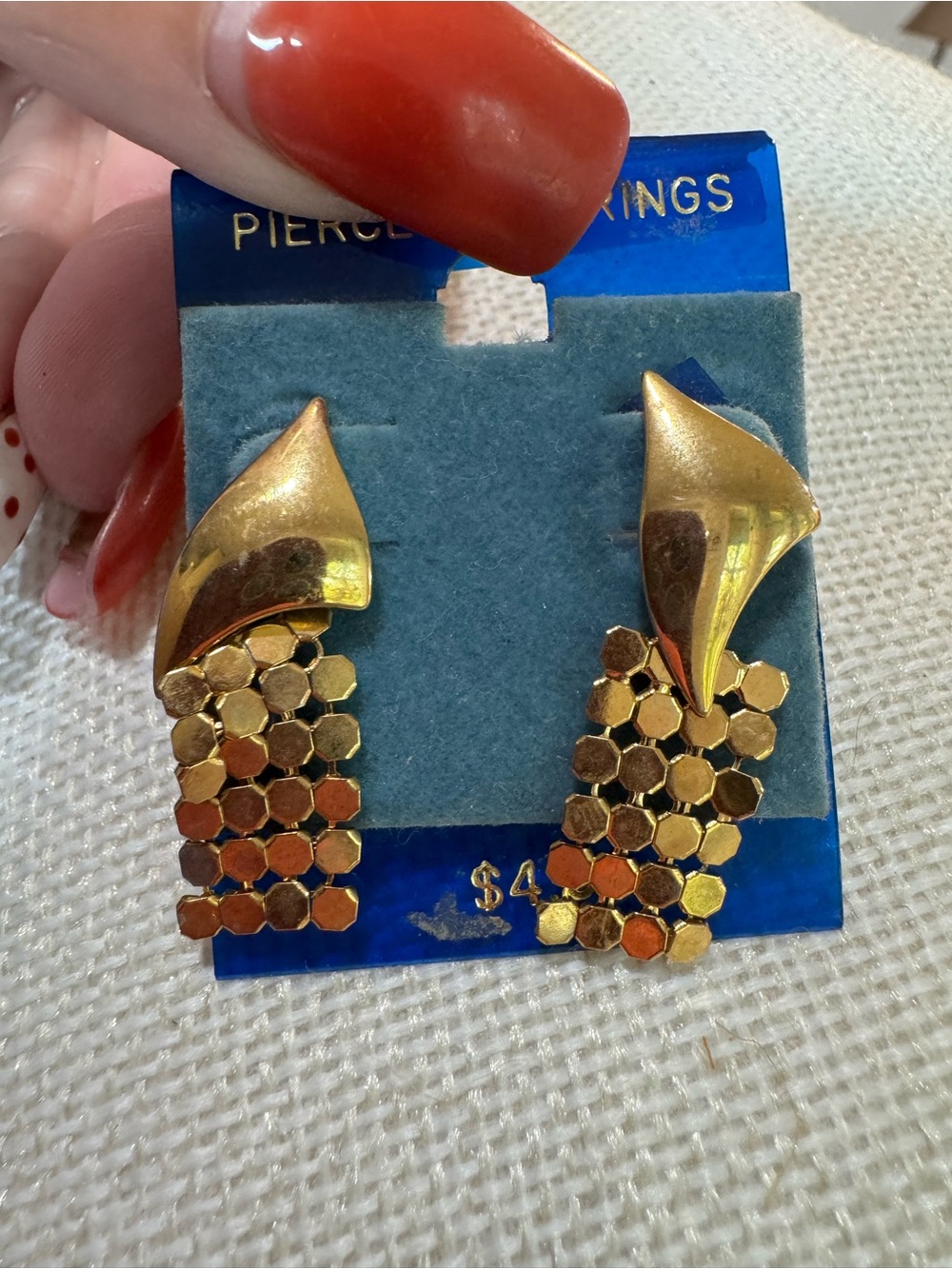 Gold Tone Honeycomb Drop Earrings - Women Jewelry